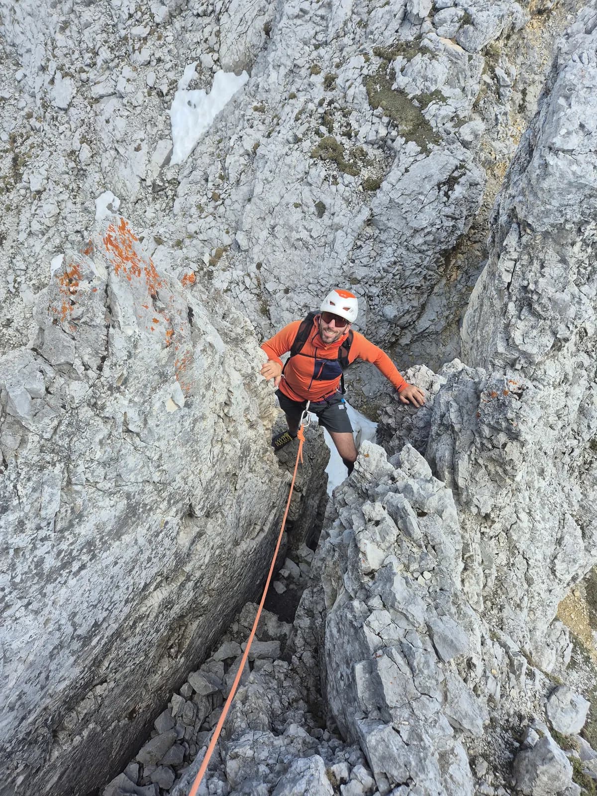 Spektakuläre Abkletterstelle am Brandjoch Südgrat auf der Nordkette im Karwendel